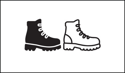 Hiking boots vector outline and silhouette design