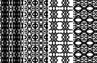 Elegant Black and White Geometric Seamless Patterns for Design Projects offering versatile textures and stylish backgrounds for various applications.