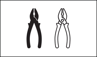Plier vector outline and silhouette design