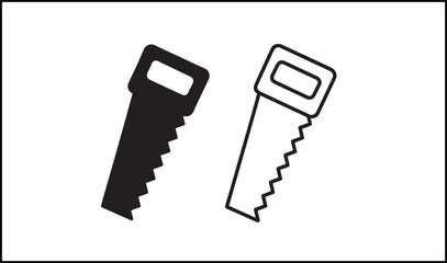 Saw vector outline and silhouette design