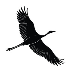 Obraz premium Black silhouette of a bird in flight with spread wings vector illustration