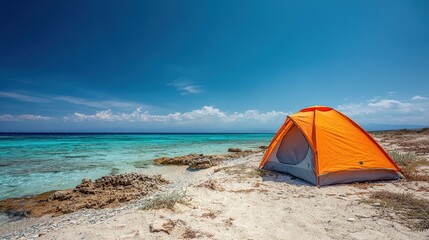 Camping on a Tropical Beach with Turquoise Water