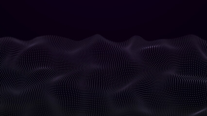 Futuristic wave with many dots. Abstract motion background of colored dots. Technology or science. 3d