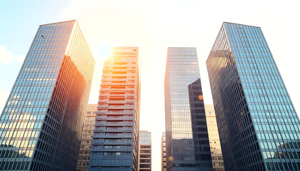 Obraz premium Contemporary Office Buildings on White Background 