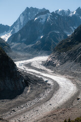 mer de glace, fonte de neige, cailloux