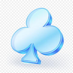 3D glass blue Aces playing cards symbol with light reflection and soft shadows. Perfect for casino, Suits card game, or digital UI design. icon vector illustration.