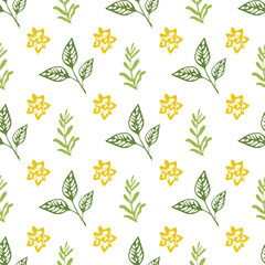 Seamless pattern with vector leaves, nature illustration. Floral illustration. Can be used for making wallpaper, fabrics and other types of products