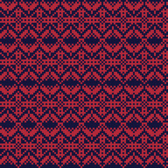 Red Snowflakes Fair Isle Seamless Pattern Design