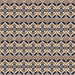 Neutral Colour Snowflakes Fair Isle Seamless Pattern Design