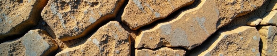Deep fissures, eroded layers; ancient stone, timeworn surface, macro, irregular