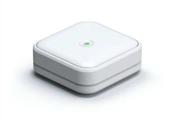 White square device with green indicator light
