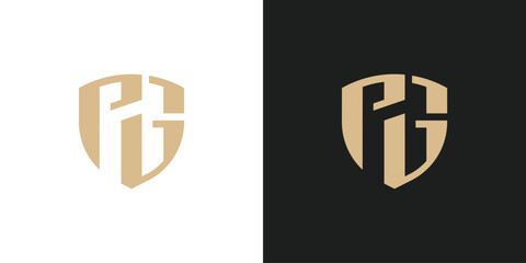 Obraz premium Letter PG Shield Emblem Logo Design 