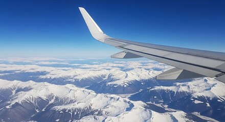 View of Snowy Mountain Landscape From The Plane