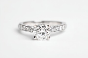 Diamond ring jewelry on white background