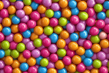 Obraz premium Colorful rainbow candies create a vibrant sweet background perfect for celebrations, parties, or desserts on a cheerful day filled with joy and happiness