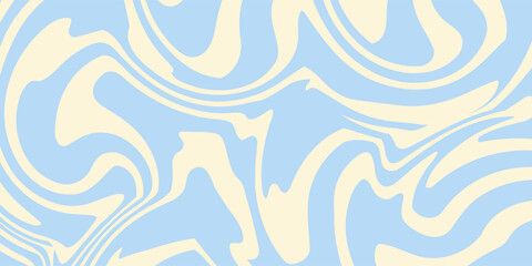 Abstract horizontal background with colorful waves. Trendy vector illustration in style retro 60s, 70s. Pastel colors