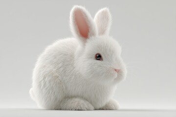 Fluffy white rabbit animal portrait studio shot