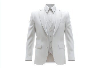 Elegant white suit jacket with vest and shirt