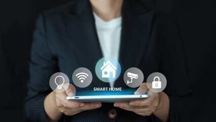 Smart home Automation Control System. Innovation technology internet Network Concept