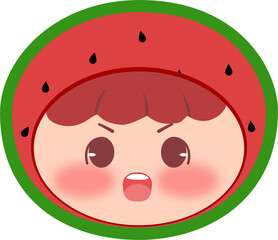 Cute Head Red Watermelon Shouting