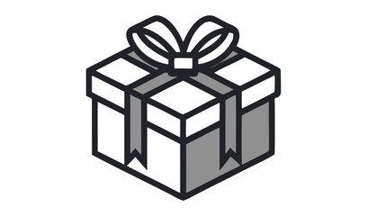 Simple gray and white gift box icon illustration