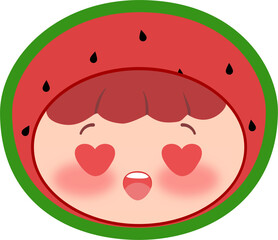 Cute Head Red Watermelon Happy Blush