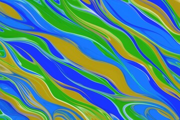 Abstract blue gold green marble/liquid paint/wave pattern texture gradient background design. Colorful design for wallpaper, decor, banner, card, print, etc.