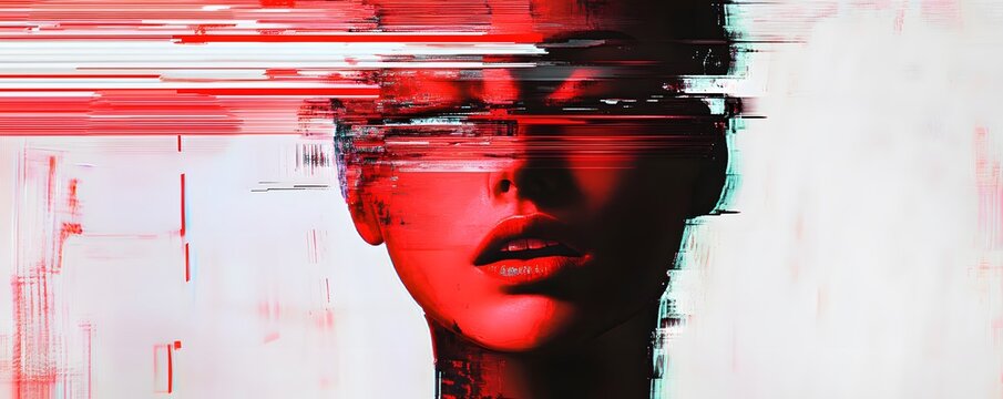 A digitally manipulated portrait reflecting modern identity struggles, blending faces and colors to express the complexity of self-representation in today's society.