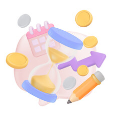 Education and investment for profit, icons and planning for long term investment to generate profit for businessman, 3d Finance Isometric Icons