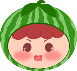 Cute Head Watermelon Angry