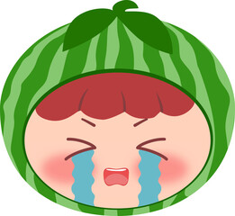 Cute Head Watermelon Crying