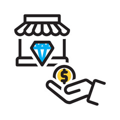 Vector multi color icon for Pawn shop