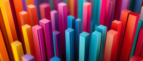 Obraz premium A vibrant arrangement of colorful vertical bars creates an abstract visual composition