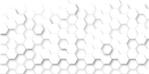 Abstract hexagon white background with shadow .white background Futuristic blue neon honeycombs. Modern technology design. Vector illustration.	