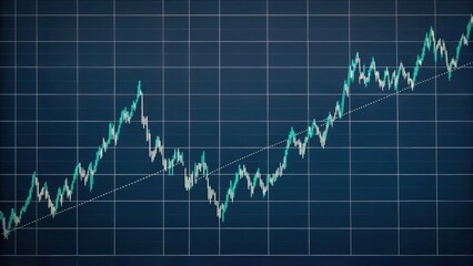 Graph depicting a rising trend, showcasing financial growth over time with a dark grid background.