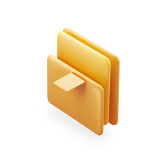 Minimalist Yellow Folder Icon with Document on a Transparent Background