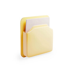 Minimalist Yellow Folder Icon with Document on a Transparent Background