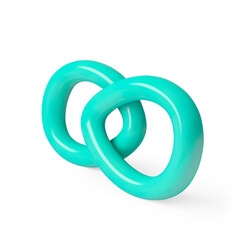3D Glossy Teal Infinity Symbol on a Transparent Background