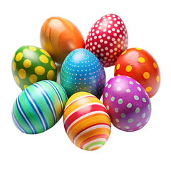 Obraz premium Decorated Easter eggs isolated on transparent background