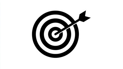 A clean and minimal vector illustration of an arrow hitting a target dartboard, symbolizing focus, accuracy, and goal achievement. Generative AI