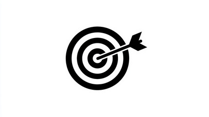 A clean and minimal vector illustration of an arrow hitting a target dartboard, symbolizing focus, accuracy, and goal achievement. Generative AI