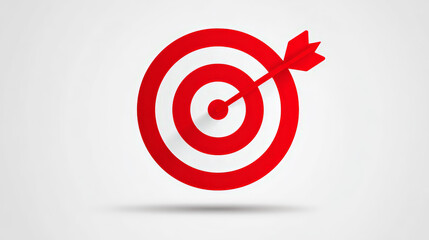 A clean and minimal vector illustration of an arrow hitting a target dartboard, symbolizing focus, accuracy, and goal achievement. Generative AI