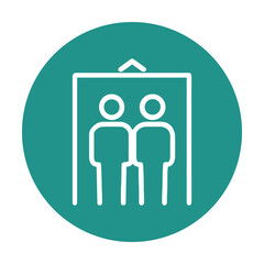 Elevator symbol features two stick figures. Icon symbol illustration