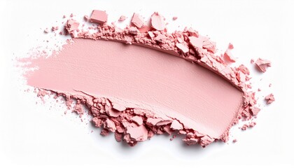 Fototapeta premium A close-up view of a pink blush powder smear on a white background.