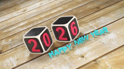 New Year 2026 Creative Design Concept - 3D Rendered Image