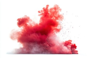 Fototapeta premium Red smoke plume billowing against a bright white background, creating a vibrant and striking visual spectacle in a controlled environment