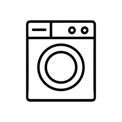 Laundry machine with round door. Icon symbol illustration