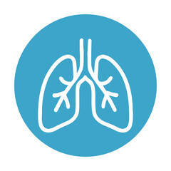 Obraz premium Light blue lung illustration in circle. Icon symbol illustration