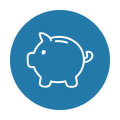 Piggy bank icon on blue background. Icon symbol illustration