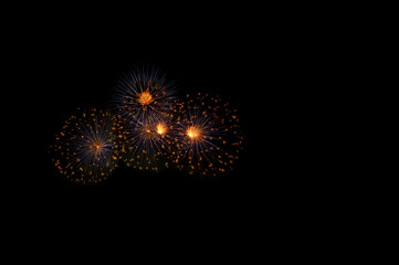 Firework celebrate an American National Day anniversary party in night background. Beautiful Fireworks Concept.